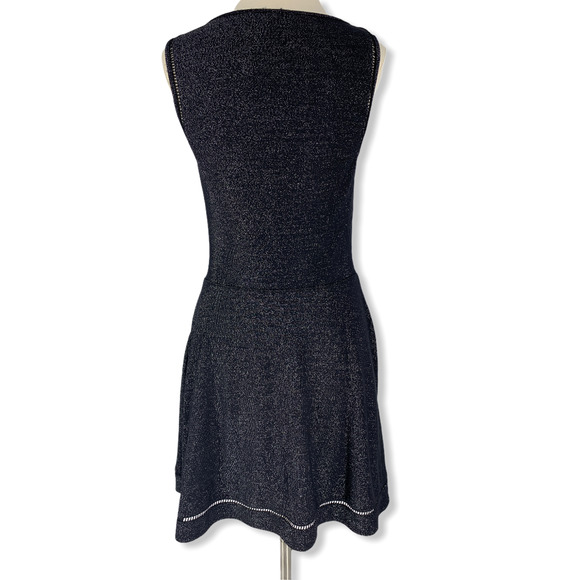 Sanctuary Metallic Sparkle Fit & Flare Mini Dress with Ladder Stitch Detail NWT - Picture 4 of 14